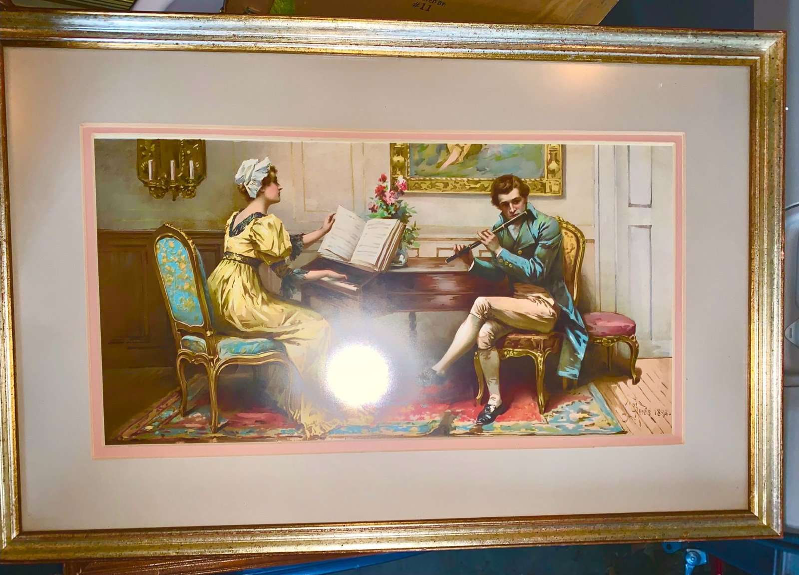 Signed Framed Realism Painting Print Vintage