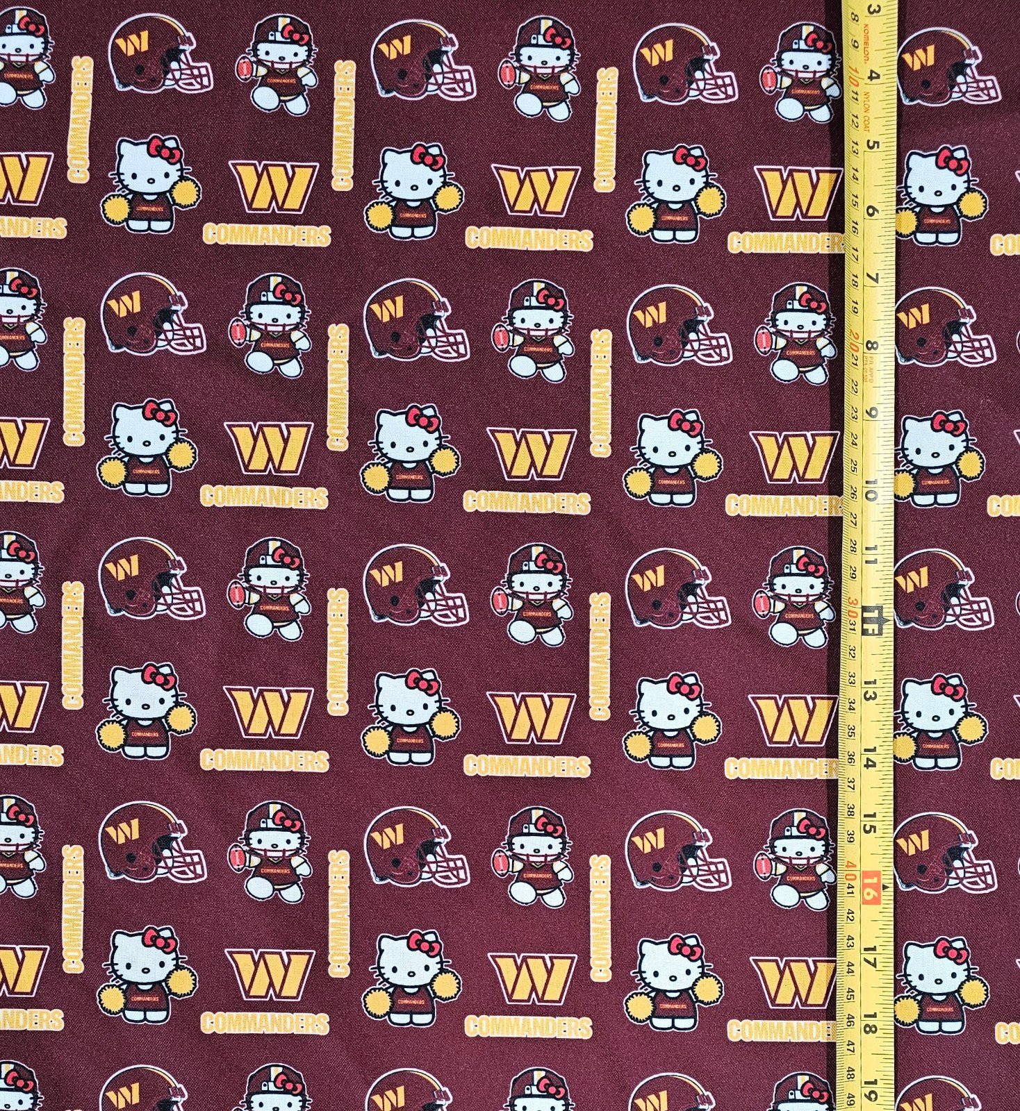 HELLO KITTY WASHINGTON COMMANDERS 1 YARD FABRIC (36 X58 ) BRAND NEW