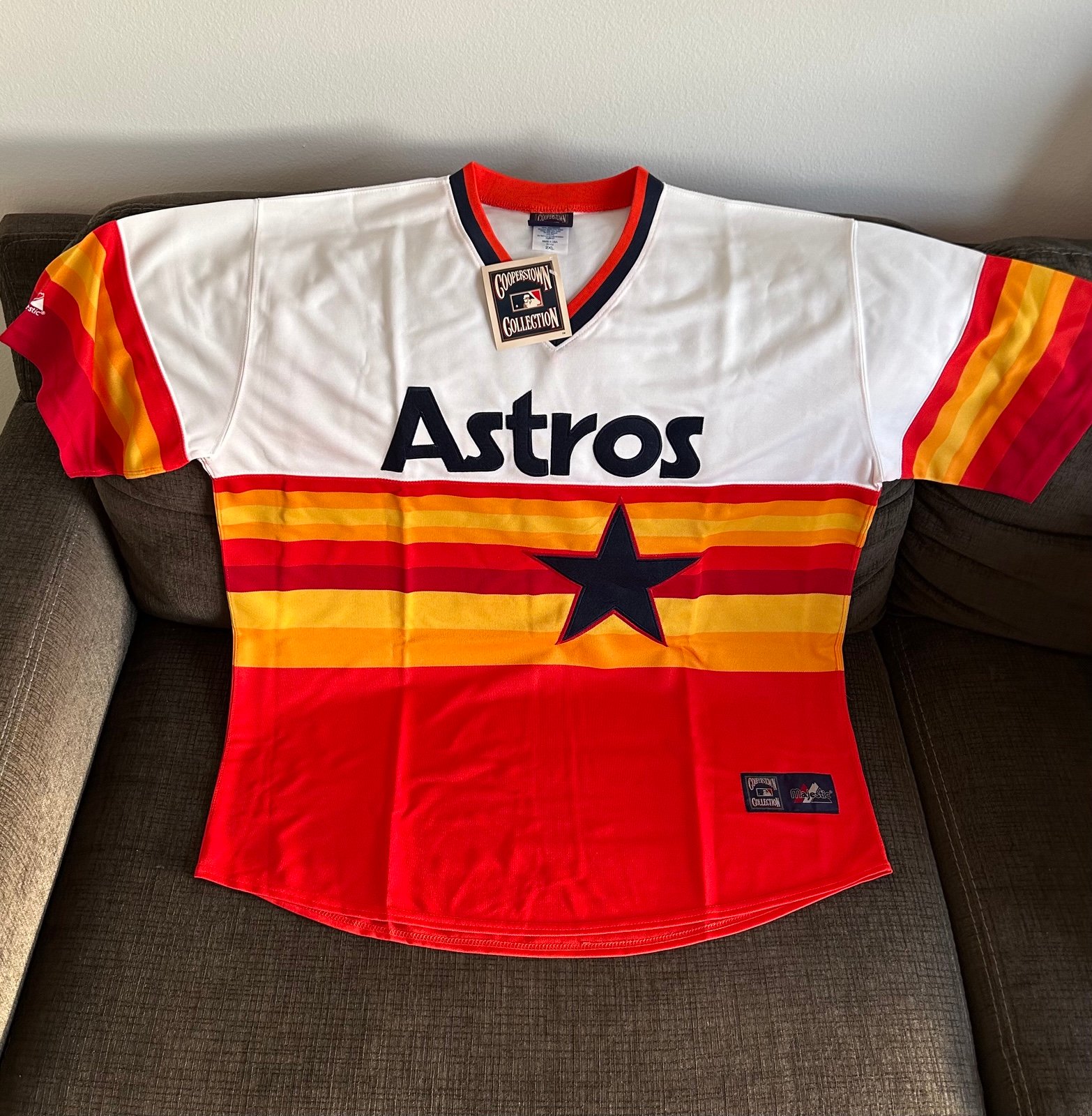 Majestic Authentic Houston Astros Retro Throwback Baseball Jersey Men’s Sz: XXL