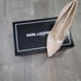 Karl Lagerfield Royale Natural tan leather pump shoes Gold Metal KL Logo US 8 .5