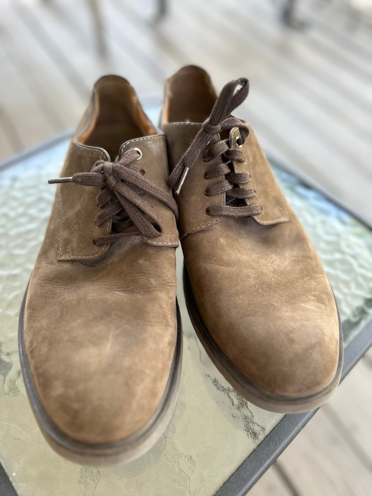 Clarks Aldwin Oxford Brown Suede Mens Cushion Ortholite Lace Dress Shoes Size 12