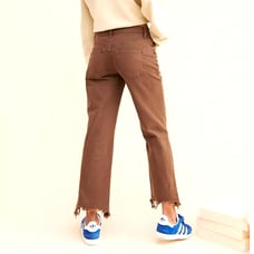 Free People We The Free Maggie Mid-Rise Straight-Leg Raw Frayed Hems Jeans 24