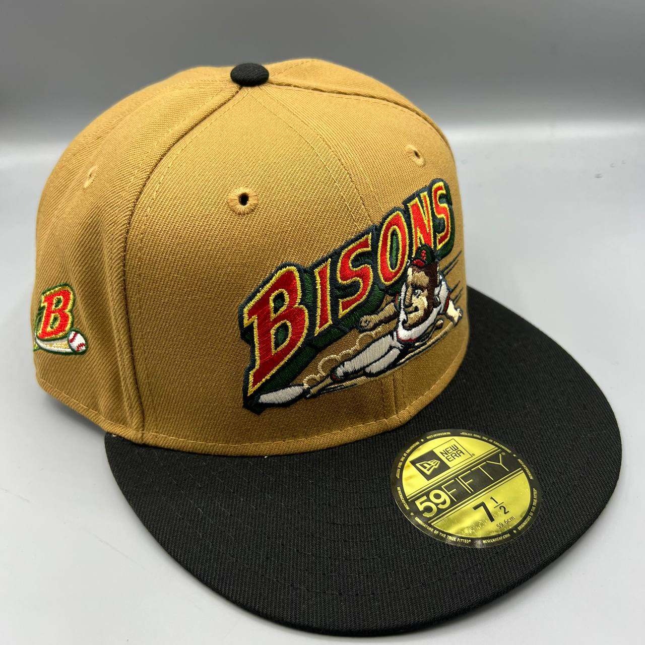 Buffalo Bisons Hat Men 7 1/2 Brown Green 59Fifty New Era MiLB Fitted Cap