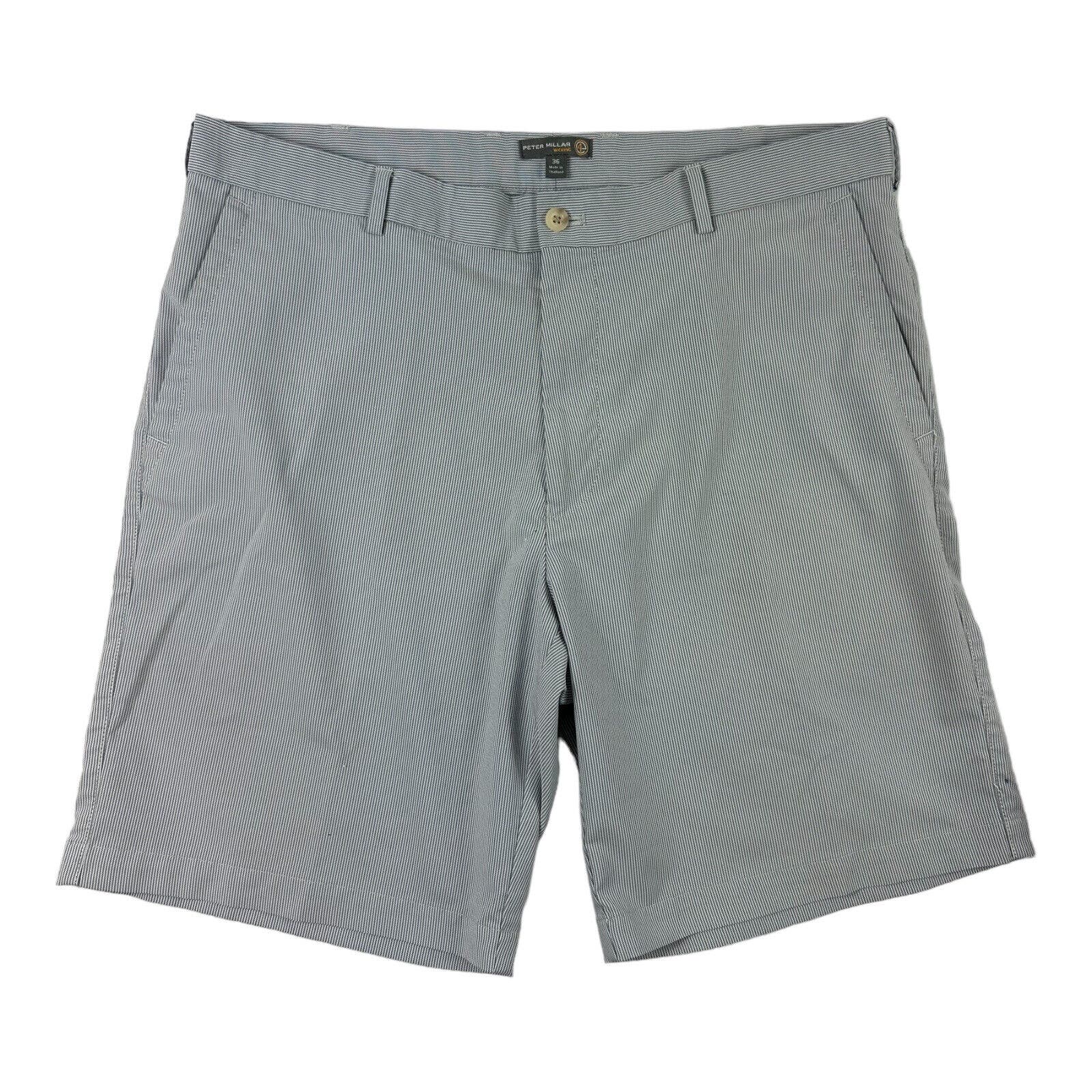 Peter Millar Wicking Blue White Seersucker Mens Golf Short Size 36