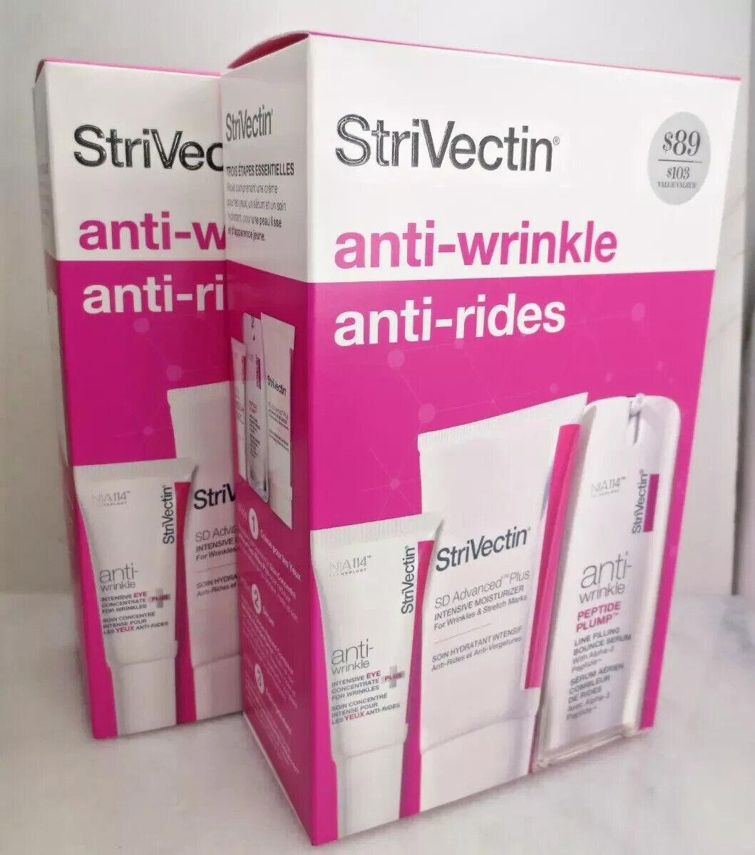 STRIVECTIN ANTI WRINKLE ANTI RIDES THREE ESSENTIAL STEPS BOXED SET LOT OF 2 NWB