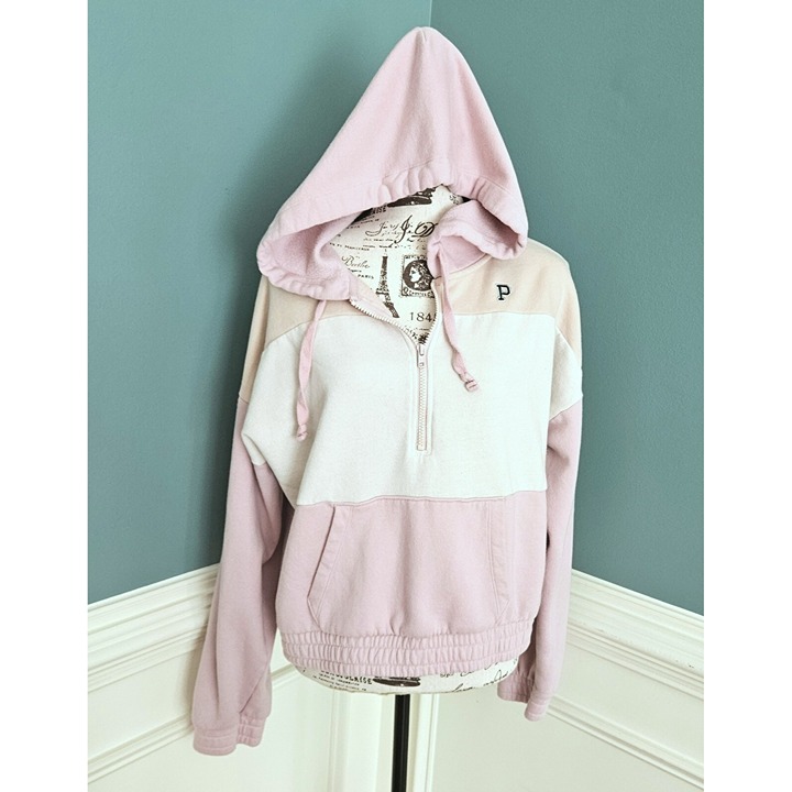 PINK by Victoria's Secret L Colorblock Cropped Sweatshirt Zip Up