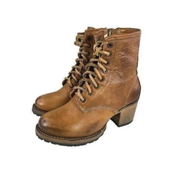 FREEBIRD BY STEVEN Cavalier Cognac Brown Leather US 5 Lace Up Zip Ankle boots