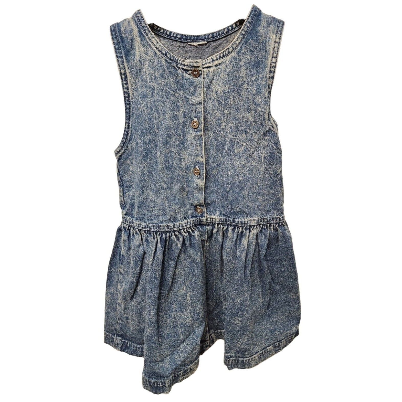 Vtg. 90's OshKosh B'Gosh Girls Size 4T Lightwash Denim Jumper Dress Button Front
