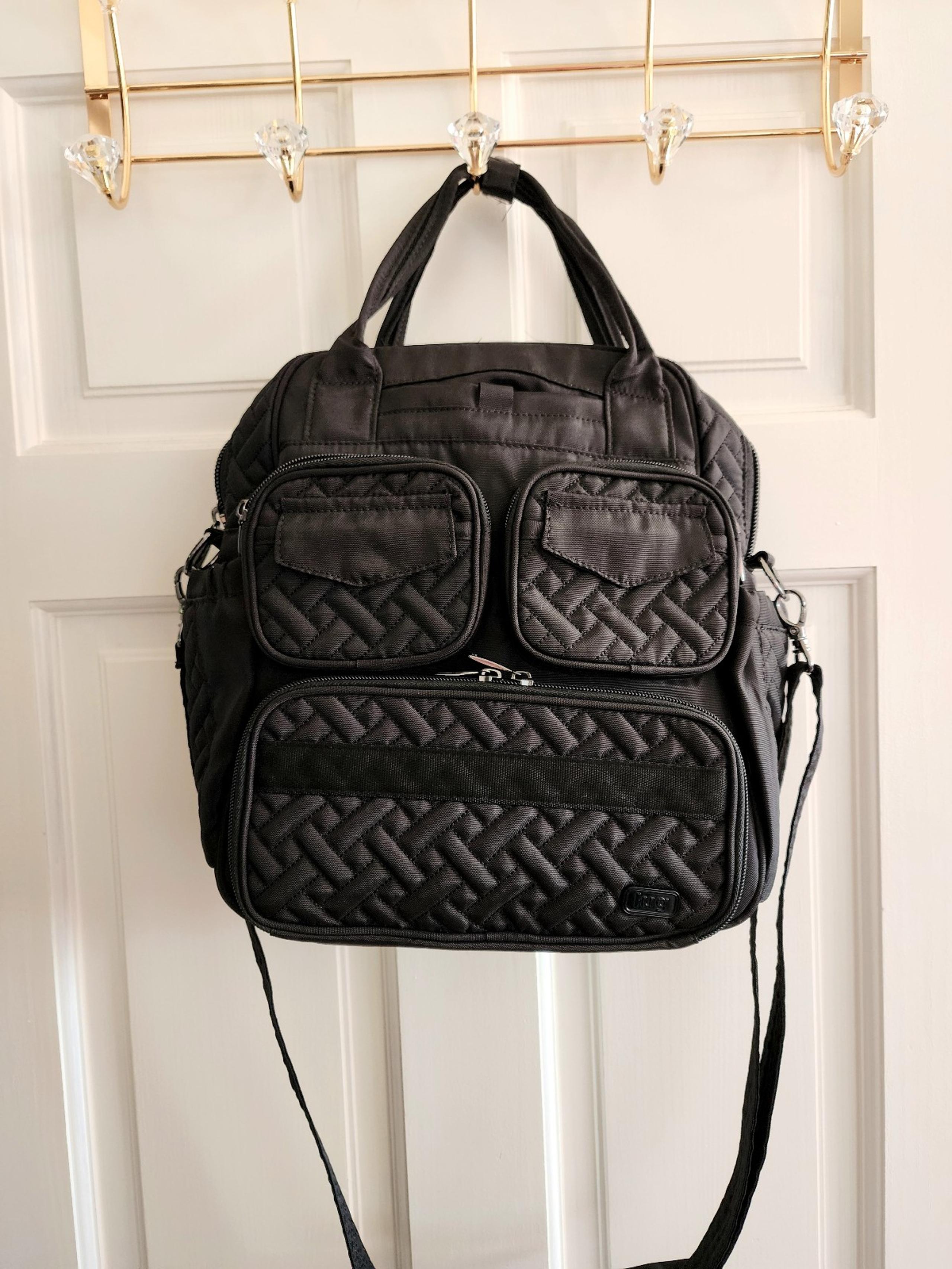 Lug Black Quilted Puddle Jumper Tote Crossbody Purse Bag Classic Travel