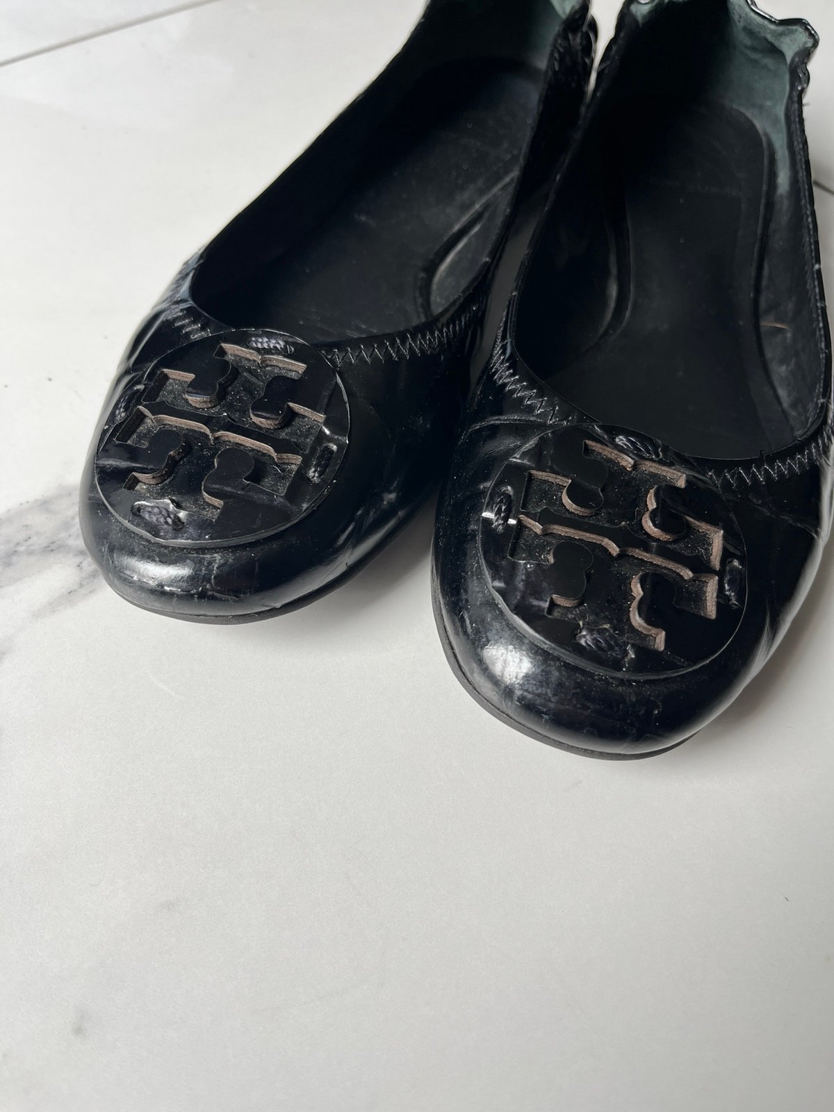 Tory Burch Reva ballerina flat black patent leather ballet