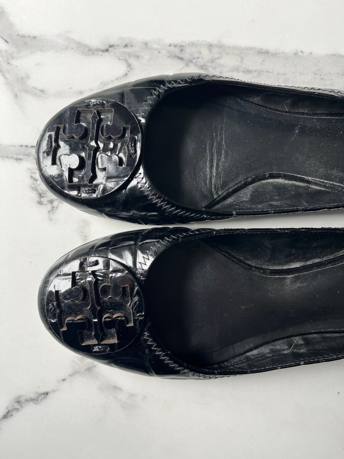 Tory Burch Black Reva Classic Leather Ballet Flat Shoes