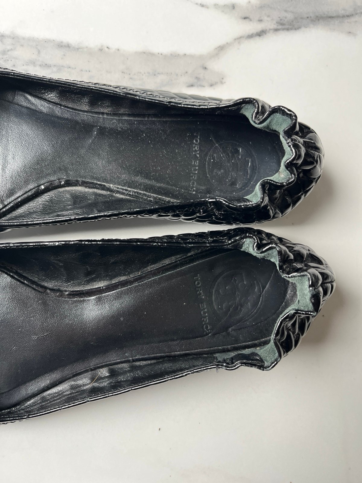 Tory Burch Reva ballerina flat black patent leather ballet
