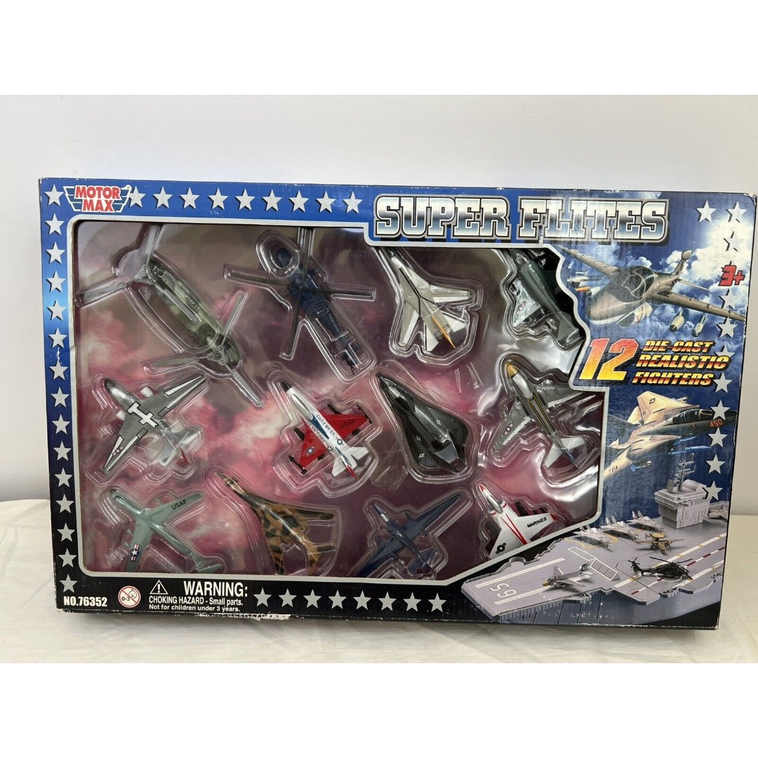 MOTOR MAX SUPER FLITES 12 Die Cast Realistic Fighters Military History New Seale