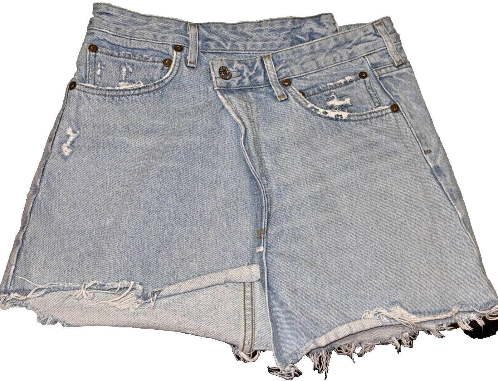 Agolde Criss Cross Classic Designer Preppy Light Wash Boho Wrap Mini Denim Skirt