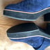 EILEEN FISHER woman’s clog mules heels dark navy blue suede shoes size 6