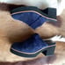 EILEEN FISHER woman’s clog mules heels dark navy blue suede shoes size 6