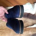EILEEN FISHER woman’s clog mules heels dark navy blue suede shoes size 6