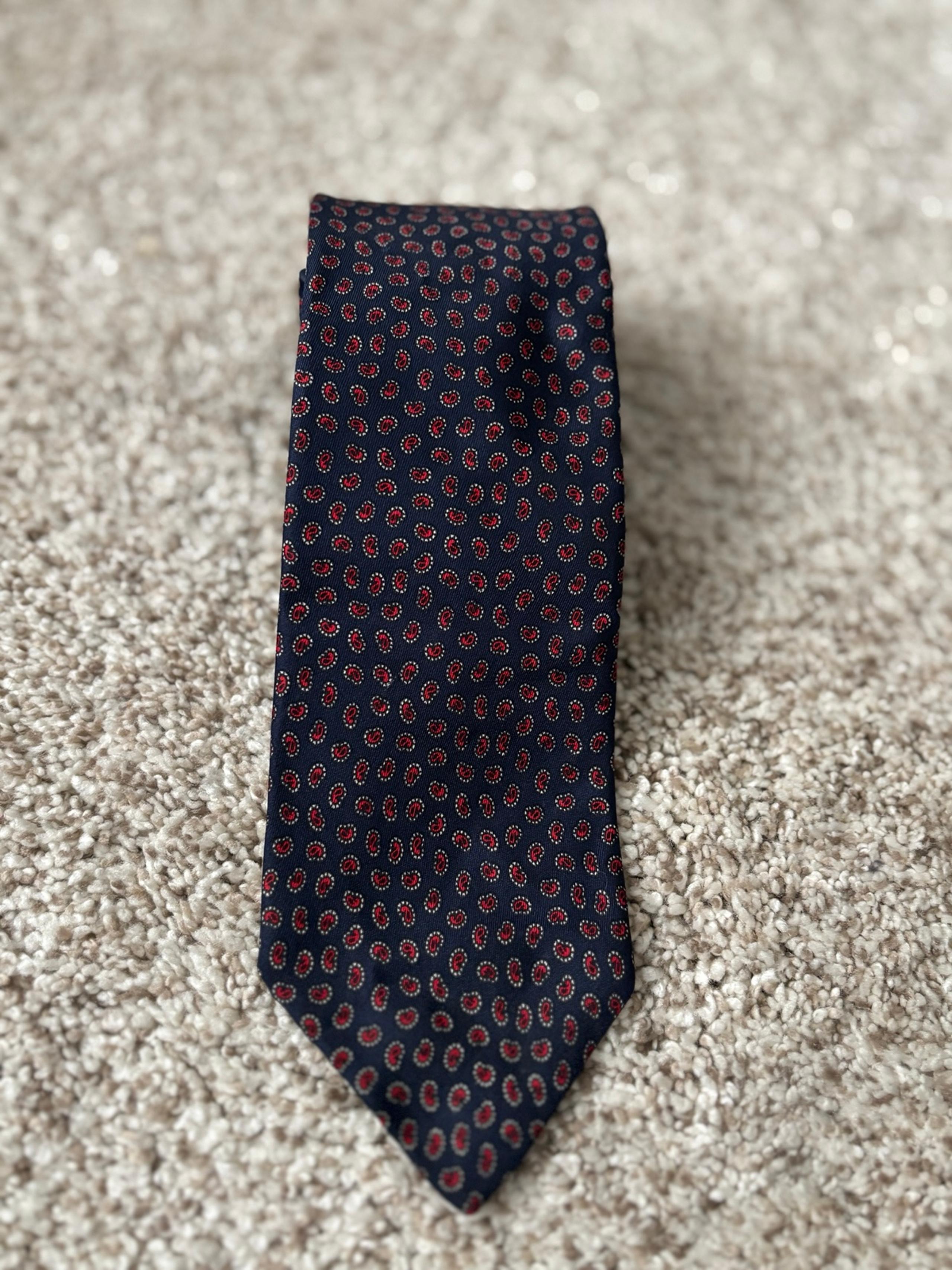 Christian Dior 100% Silk Tie Navy Blue