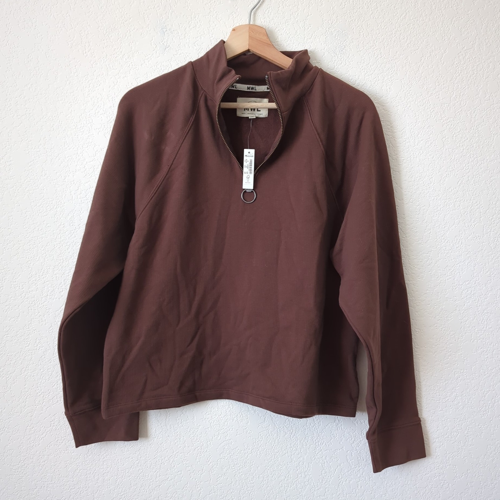 NWT Madewell MWL Ribbed Half-Zip Raglan Sweatshirt Womens Pullover Top Medium