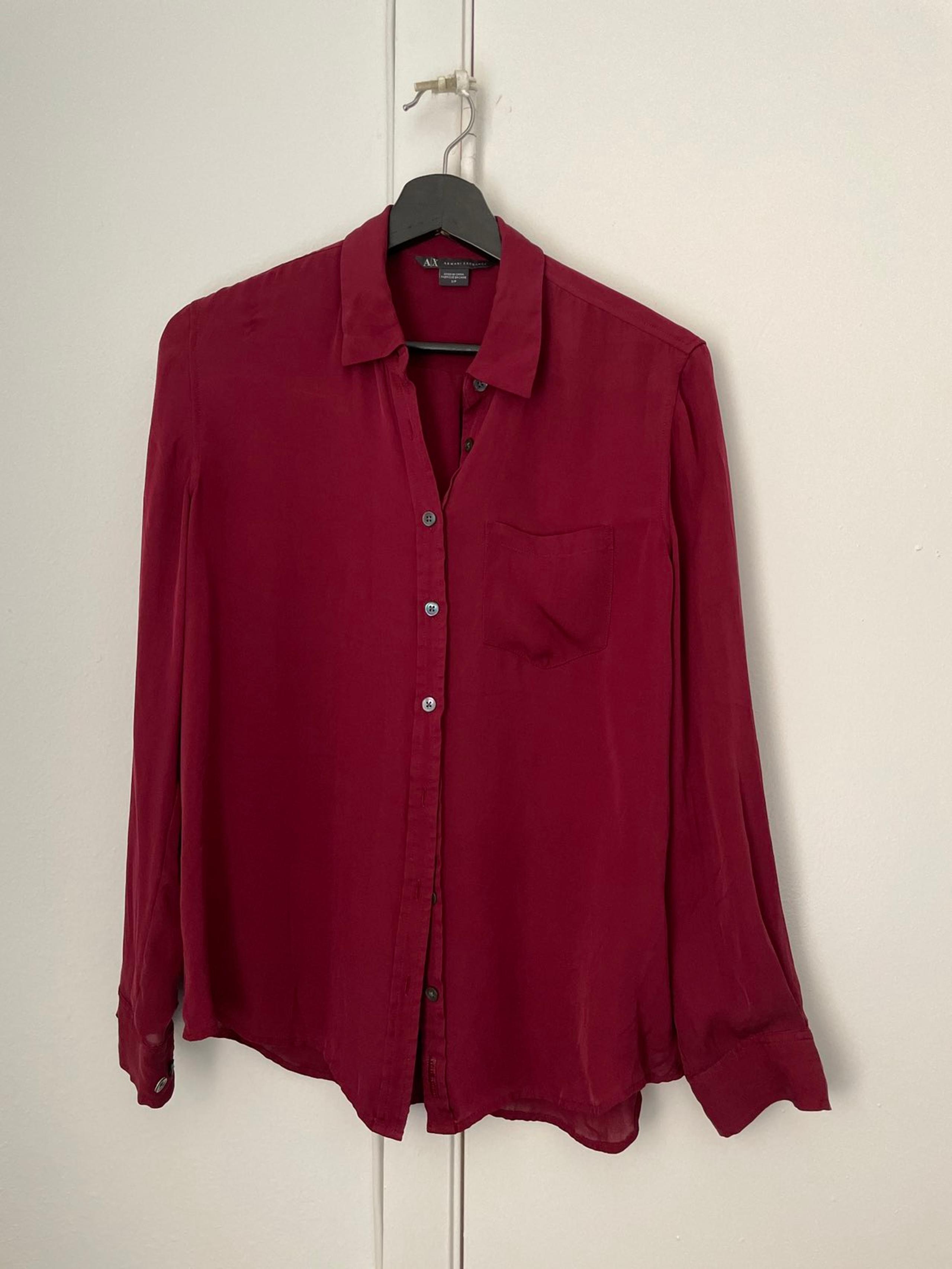 Armani exchange maroon button down shirt