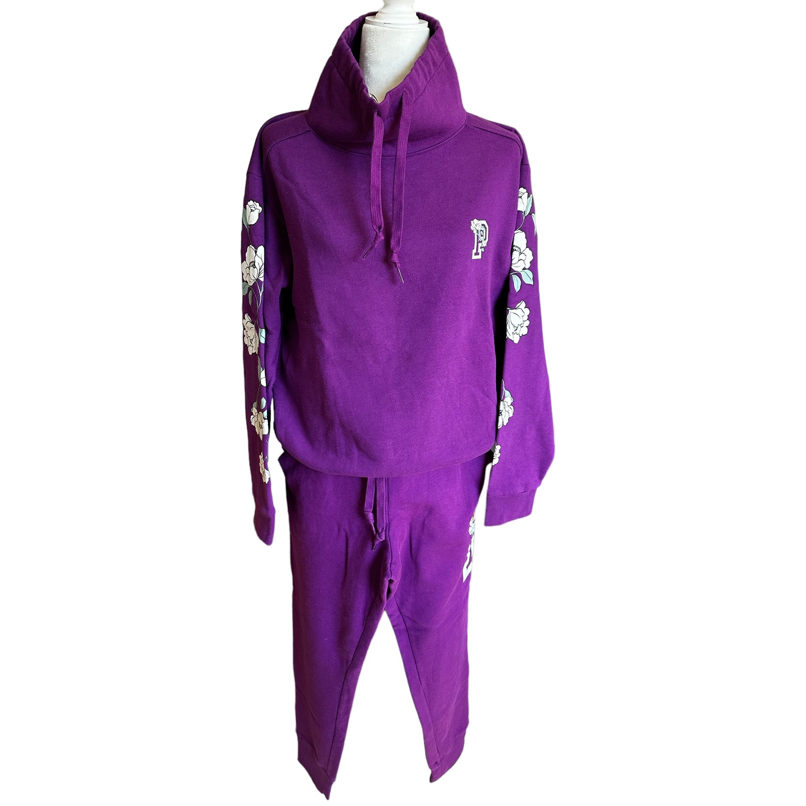 Victoria's Secret PINK 2pc Fleece Purple Sweatshirt & Matching Jogger Size Med