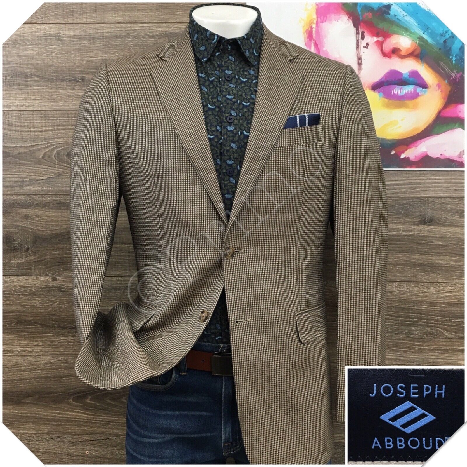 JOSEPH ABBOUD Mens Blazer Sport Coat Casual Jacket Size 40L Wool Silk Suit USA