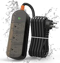 Power Strip Surge Protector, 5Ft Extension Cord with 3 Outlets,Water