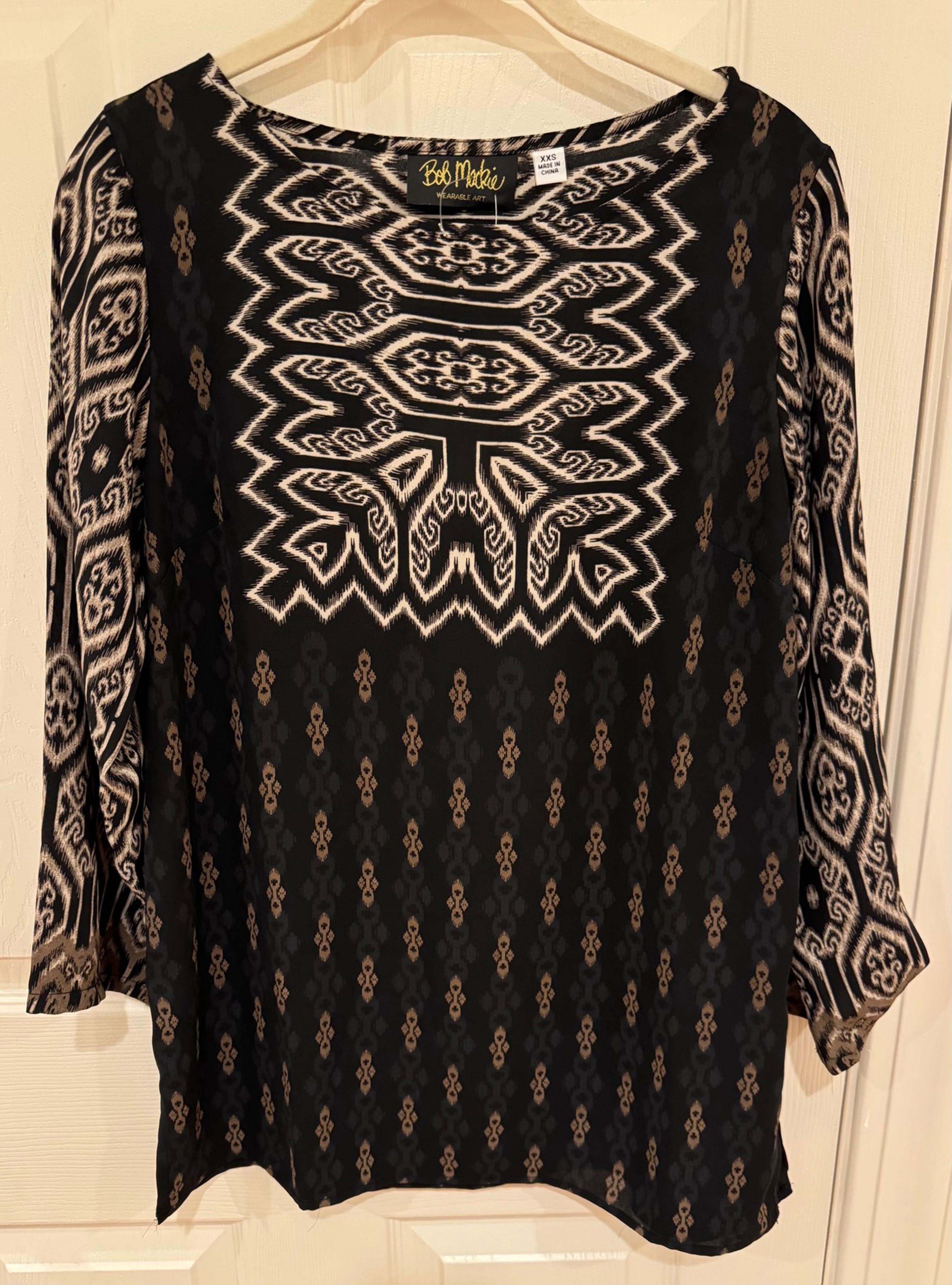 Women’s XXS Bob Mackie Wearable Art NWT Global Geometric print tunic