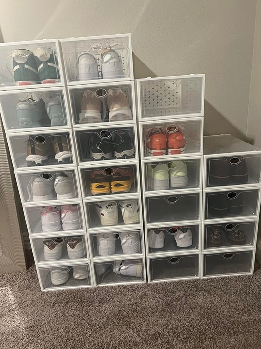 12-Pieces Shoe Storage Boxes, Clear Stackable Shoe Containers for Closet