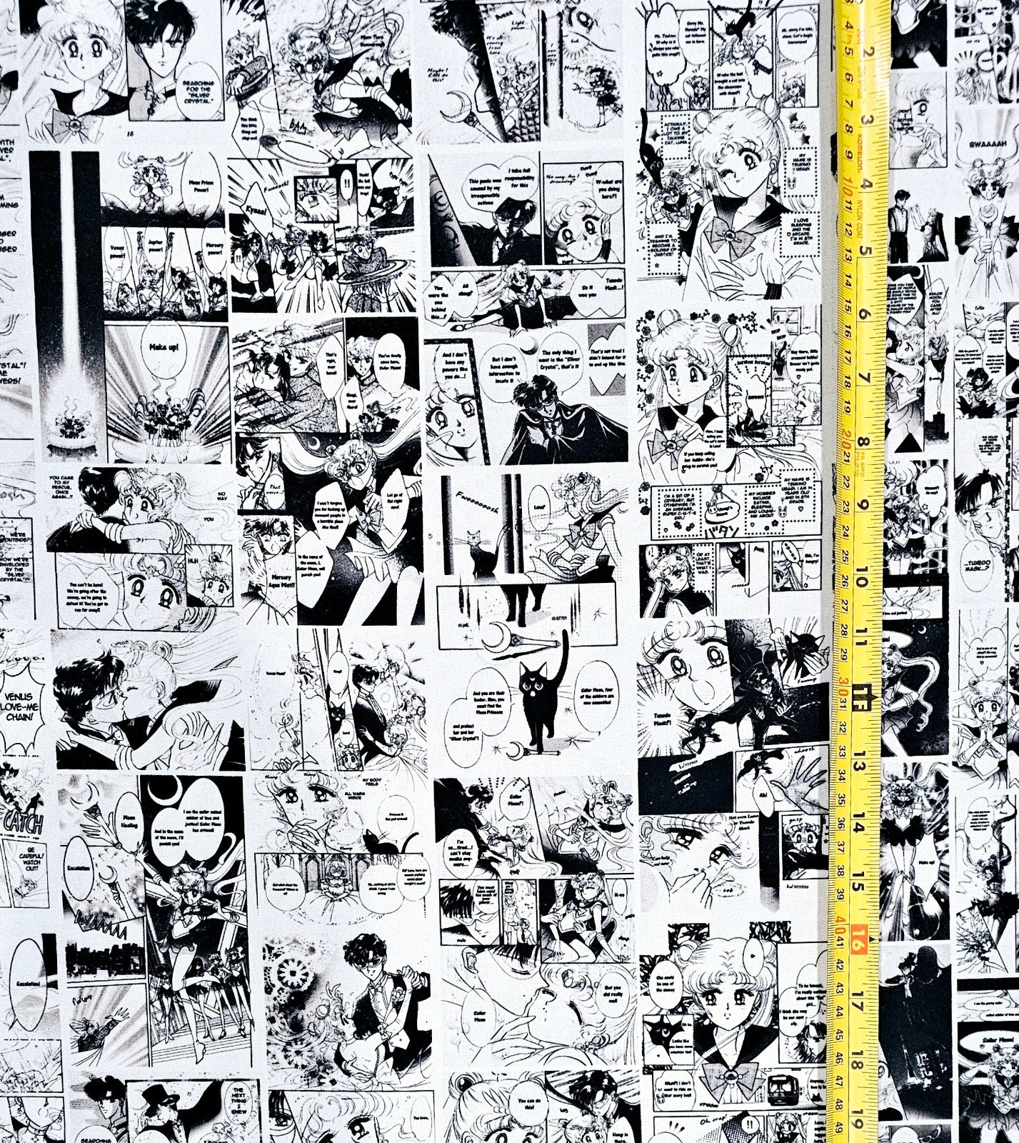SAILOR MOON ANIME BLACK AND WHITE MANGA 1 YARD FABRIC