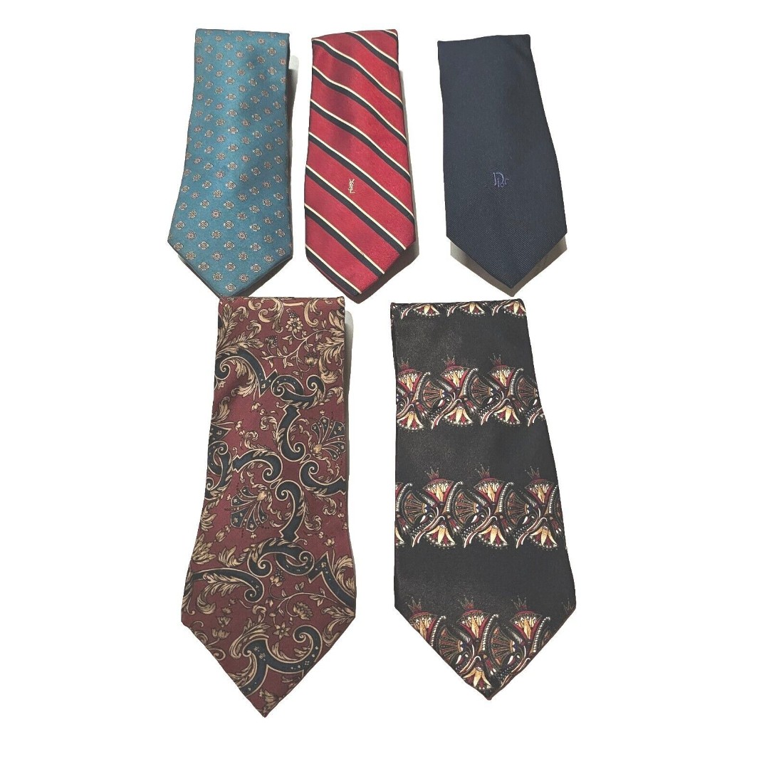 lot of designer silk mens ties X5, YSL, Dior, Oscar De La Renta, Karl Lagerfeld