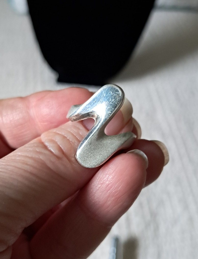 Sculptural Vintage 1960s Mexican Handmade Sterling Silver Modernist Ring