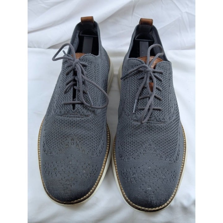 Cole Haan Mens 11M OriginalGrand Wingtip Oxford Sneakers Gray Knit Rubber Sole