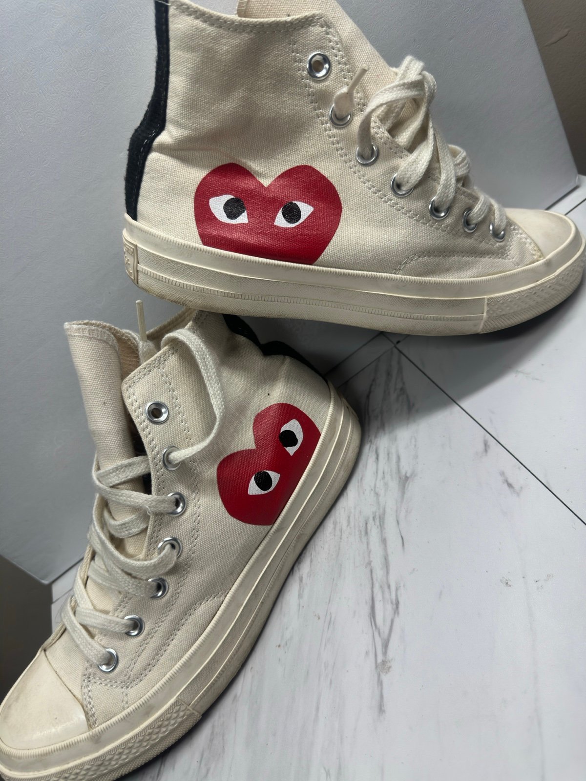 Converse x Play Comme des Garcons Womens Black Chuck Taylor All Star Shoes Sz 5