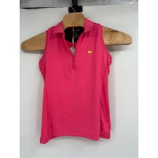 Magnolia Lane Tech Womens 1/4 Zip Masters Sleeveless Polo Shirt Pink Golf NWT S