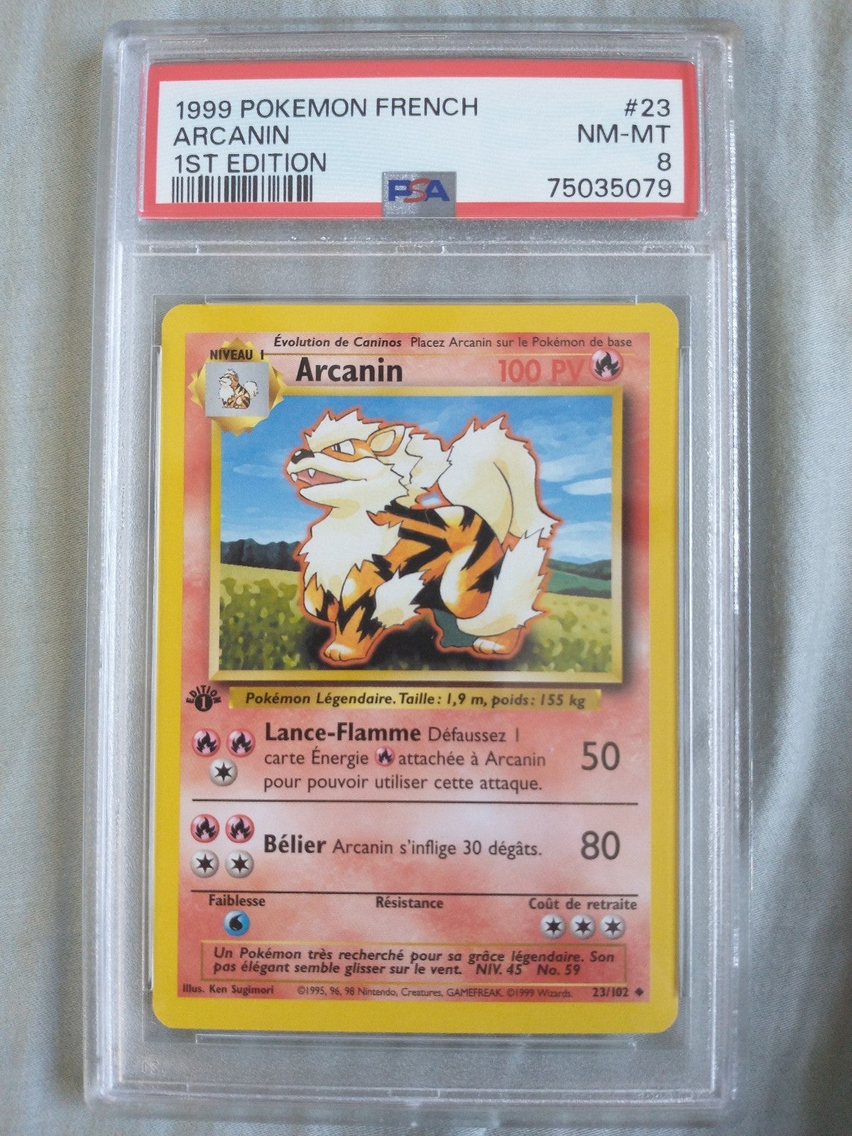 1st edition Arcanine French Base Set PSA 8 Pokemon card