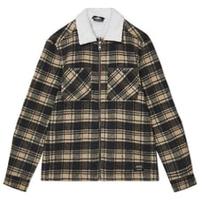 WeSC Jacket American Liam Plaid Sherpa Shacket Zip Up Flannel with pockets M