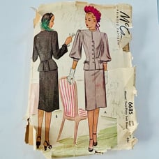McCall’s 6685 Misses’ 2 Piece Button Front Top & Skirt from 1946 Size 14