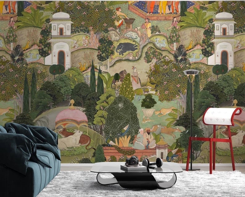 New Anthropologie Mind the Gap Gardens of Jaipur Green Landscape Wallpaper Mural