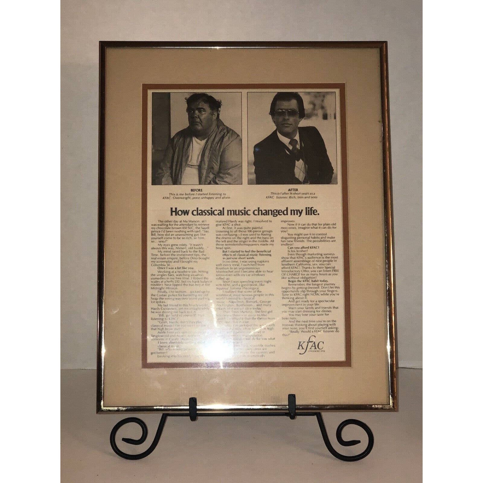 Vintage 1970s KFAC How Classical Music Changed My Life Framed Los Angeles Times