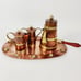 Vintage Copper & Brass Hecho en Mexico Coffee Pot, Tray, Sugar & Creamer Set