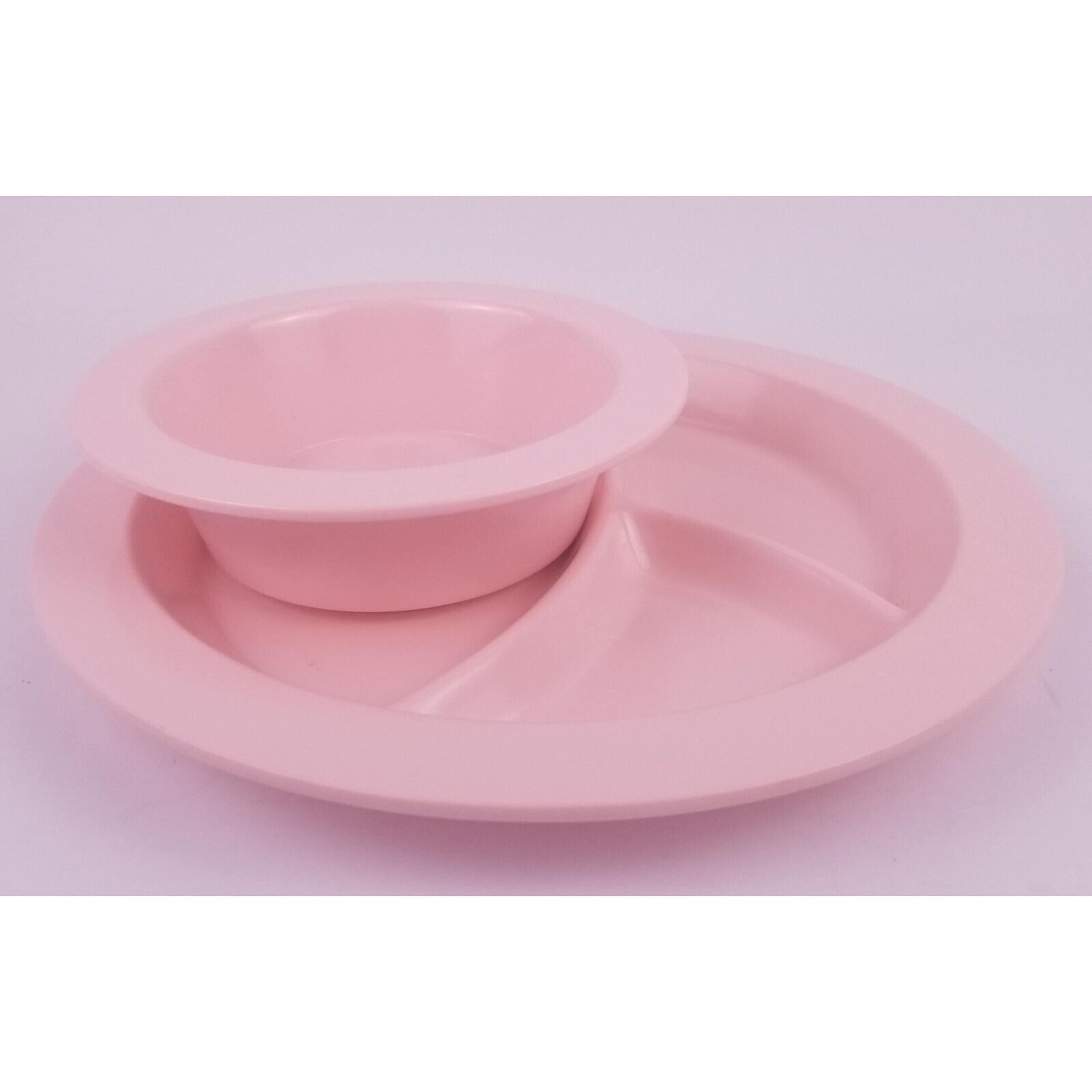 Pottery Barn Kids Serving Feeding Set Pink Divided Plate & Bowl Dishwasher