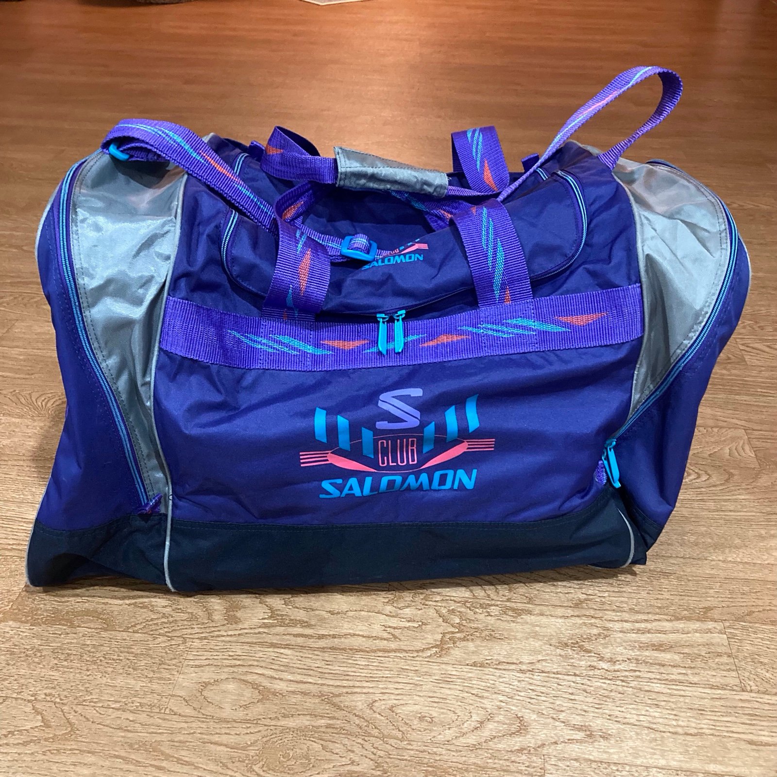 Salomon club purple and black retro vintage duffle bag