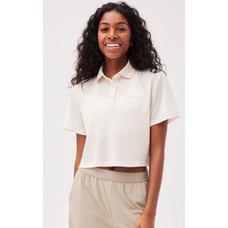 Outdoor Voices Birdie Cropped Polo shirt size XXLarge XXL Milk stone off white