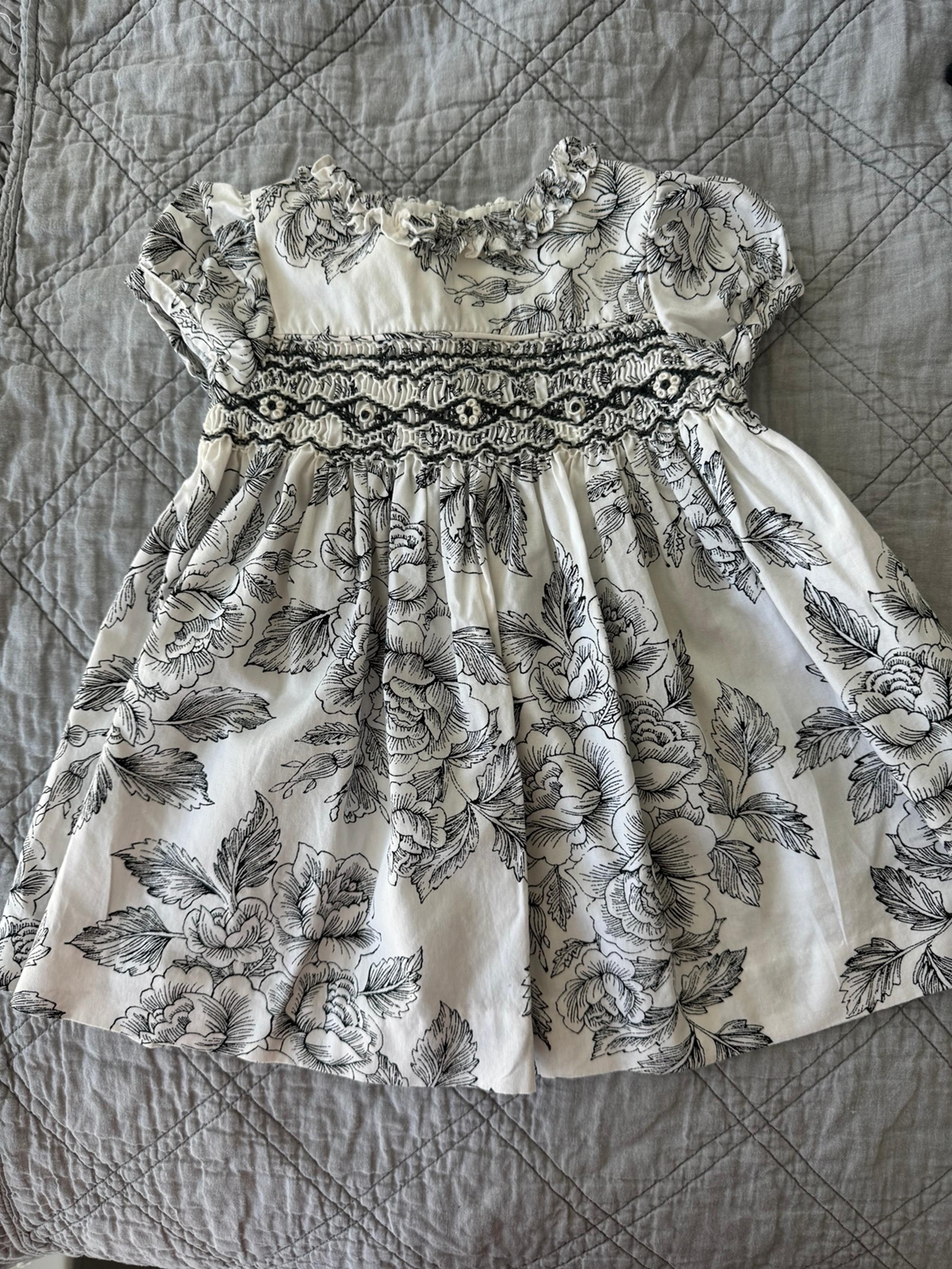 Rare Editions Black & White Smocked Dress-size 3 months