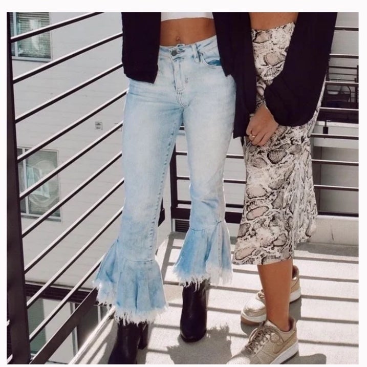 Hidden Nordstrom Stone Wash Cropped Flared Jeans