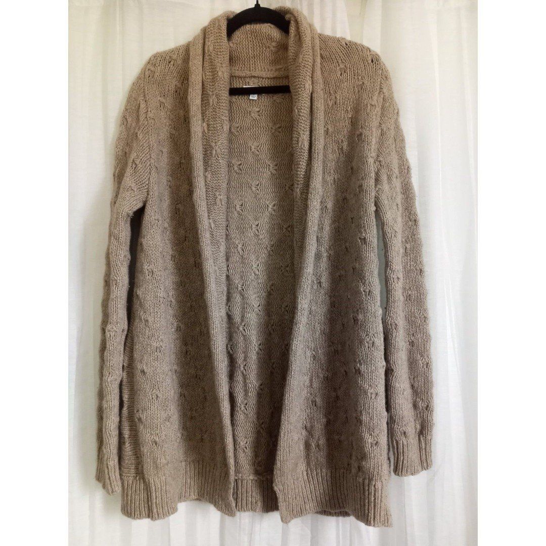 VINCE Open Front Cardigan Luxury Wool Yak Oversized Tan Sweater Coat Pockets XS