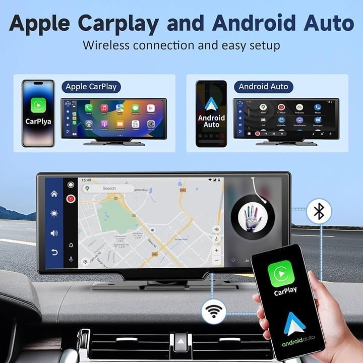 CarPlay + Android Auto 10.26 Inch Wireless Screen - 4K Dash Cam, Backup Cam