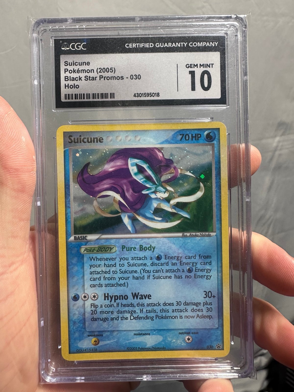 2005 Pokémon Black Star Promo Suicune Holo 030 CGC 10 (LOW POP!! POP 6!)