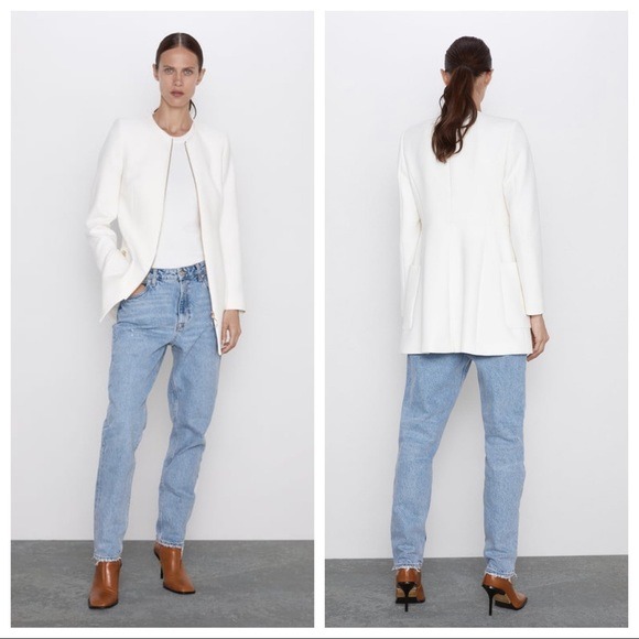 NWT. Zara Oyster White Coat. Size S.